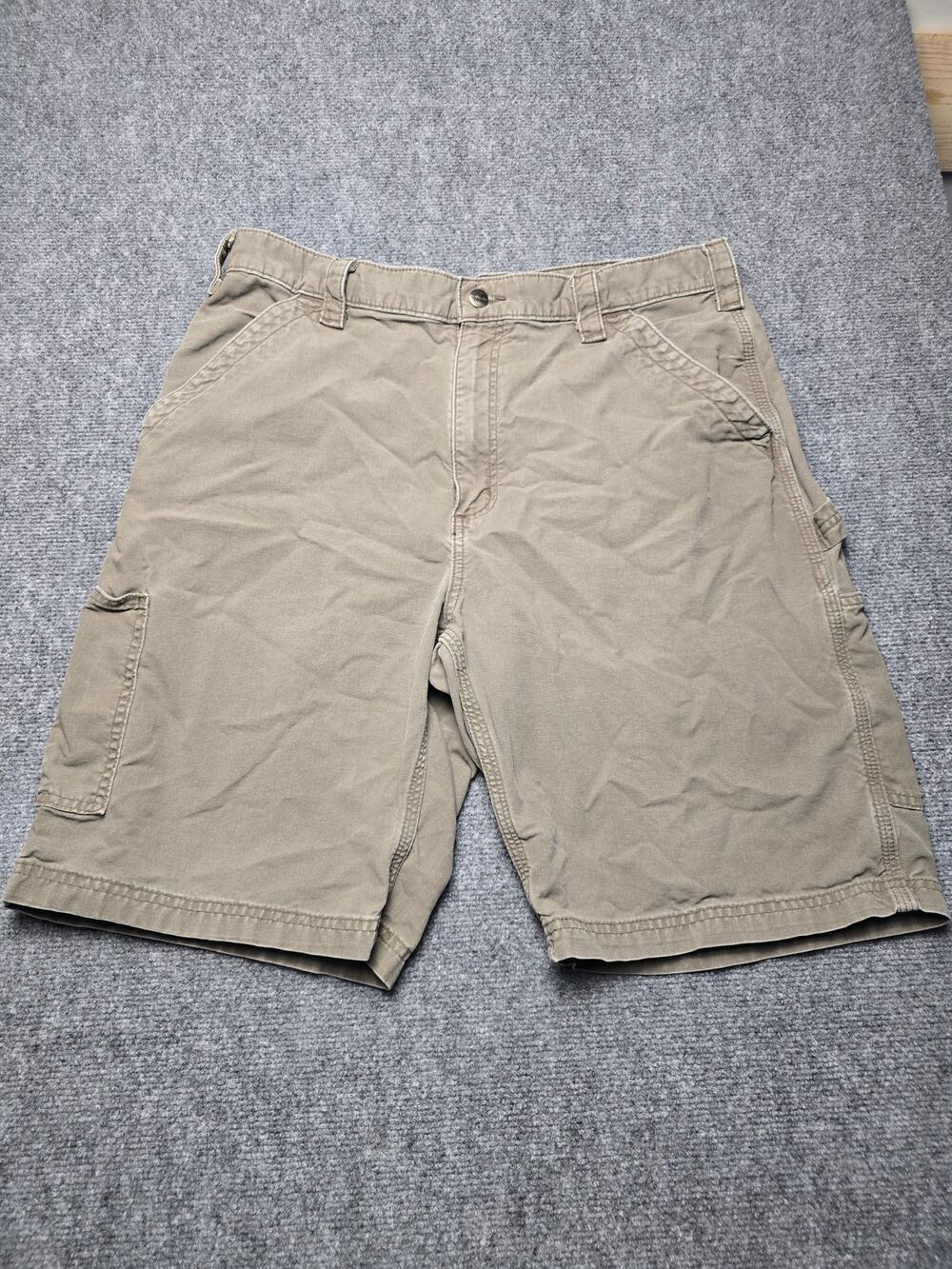 Carhartt Men's Cargo Shorts Size 36 Khaki Tan 100% Cotton Workwear